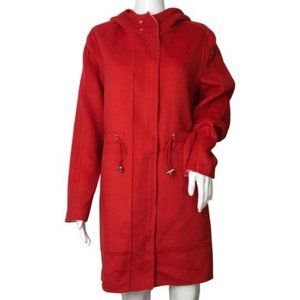 NWT Desigual Women’s Wool Hooded Coat Lenzy Red Reversible Pink Sz 38, 42, 44